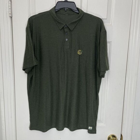 Vuori Strato Tech Performance Short Sleeve Polo Shirt Men XXL Heather Green EUC - Picture 2 of 8